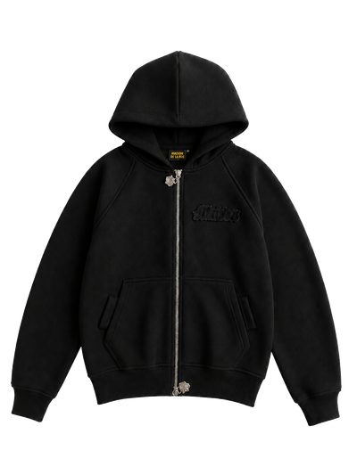 Signature Hoodie Product V1 Black. Schwarzer Maison De La Rue Hoodie, Vorderansicht.