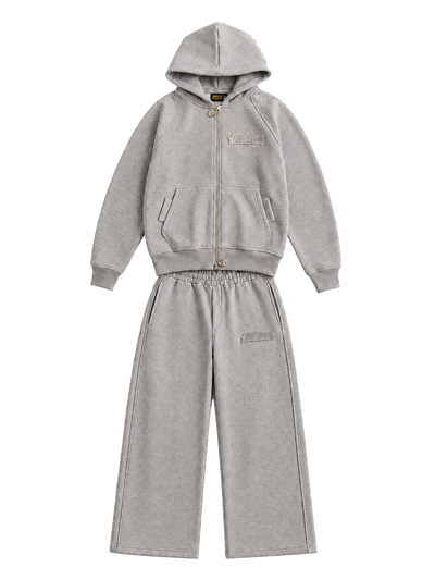 Signature Tracksuit Product V1 Grey Melange. Grauer Maison De La Rue Tracksuit, Vorderansicht.